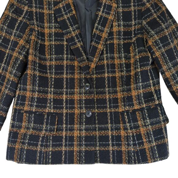 Vintage Norton Mcnaughton Tweed Blazer Jacket Two Button Black Brown Women's 8P - Picture 4 of 9